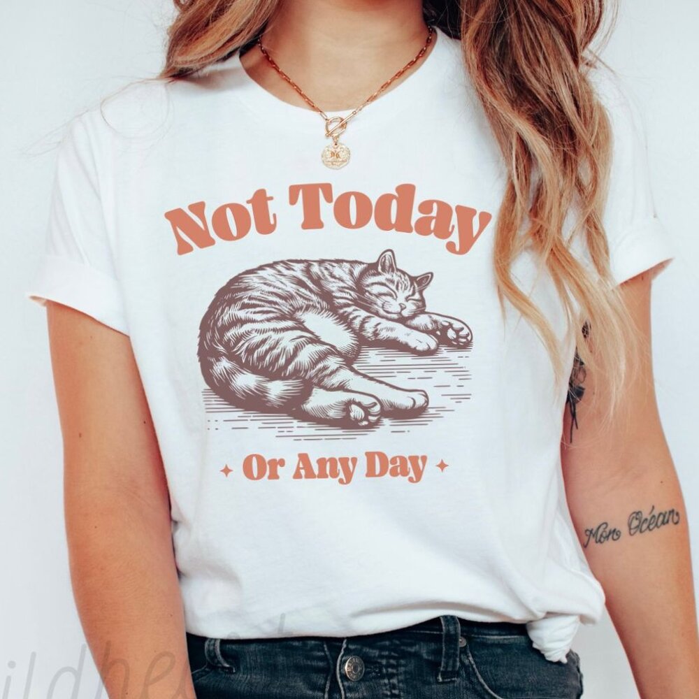 Not Today Or Any Day Funny Cat T-shirt, Cat Shirt, Vintage Cat Shirt, Unisex